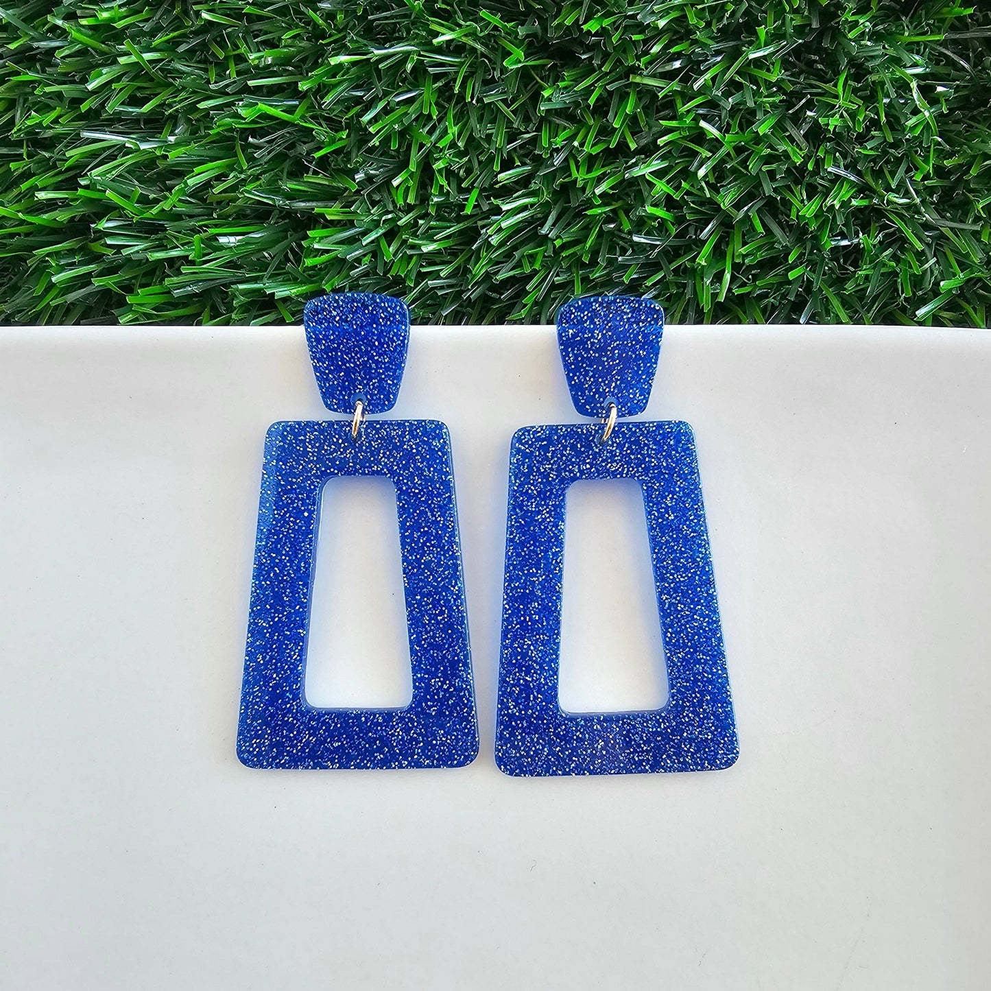 Avery Game Day Earrings - Blue Glitter