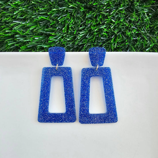 Avery Game Day Earrings - Blue Glitter