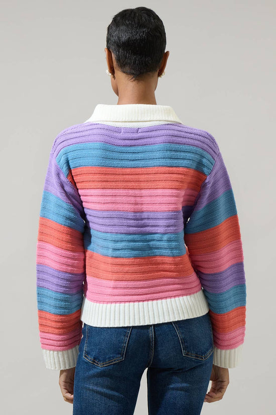 Roselin Striped Collared Sweater