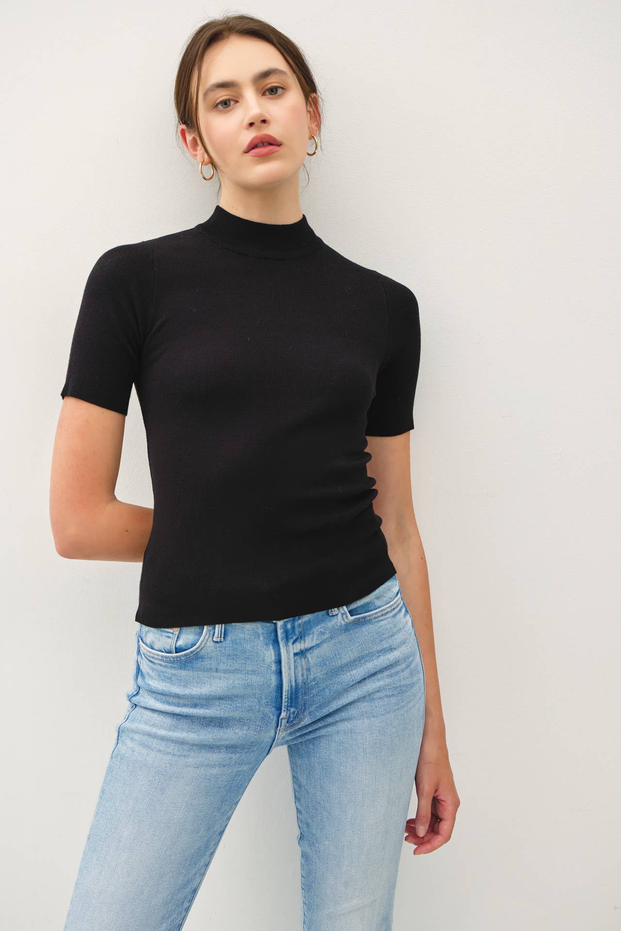 Ribbed Mock Neck Sweater