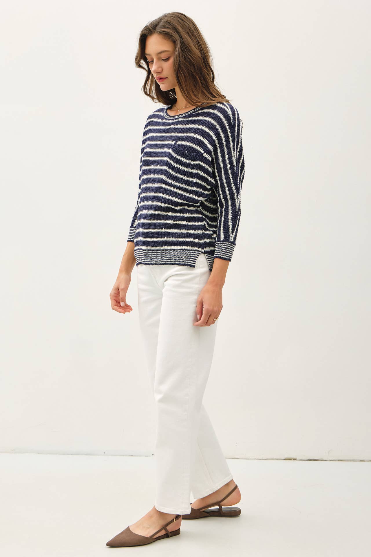 Striped Dolman Sleeve Sweater