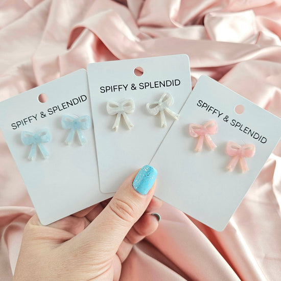 Bow Studs - Pink // Earrings, Gifts, Jewelry