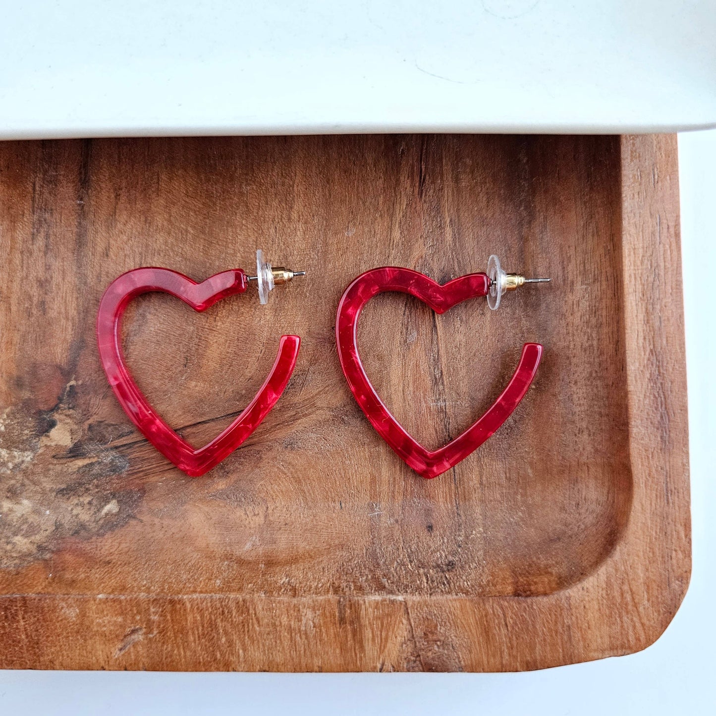 Heart Hoops- Red // Valentine's Earrings