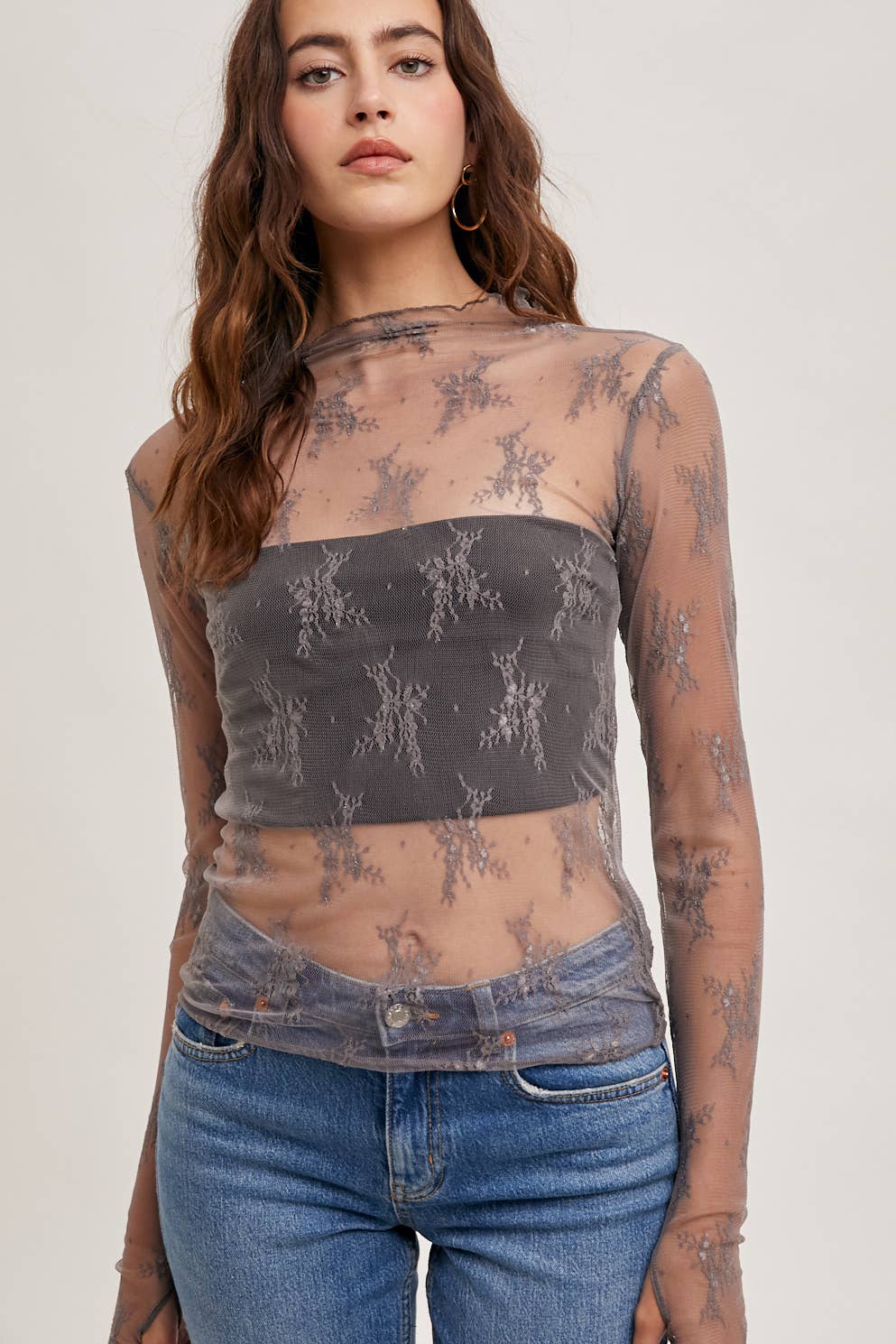 Floral Embroidery Lace  Layering Top