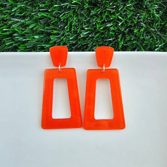 Avery Earrings Game Day - Orange Glitter