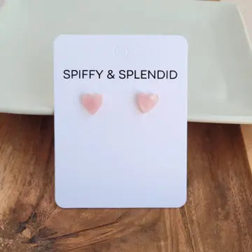 Hand Drawn Heart Studs - Pink