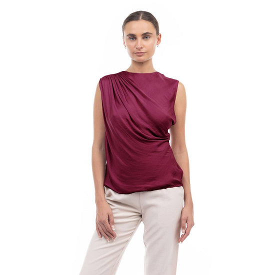 Elegant Shirred Satin Tank