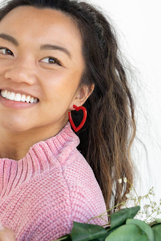 Heart Hoops- Red // Valentine's Earrings