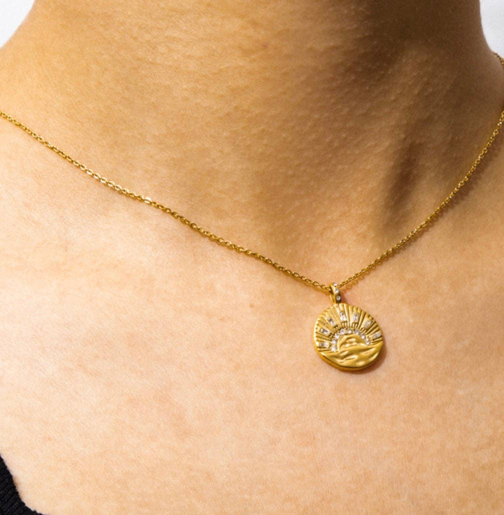 Cosmic Blessings Moon & Stars Necklace – 14K Gold Dipped