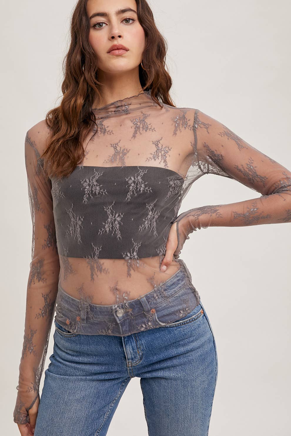 Floral Embroidery Lace  Layering Top