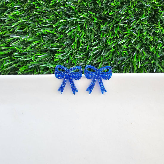 Bow Studs - Blue Glitter // Game Day