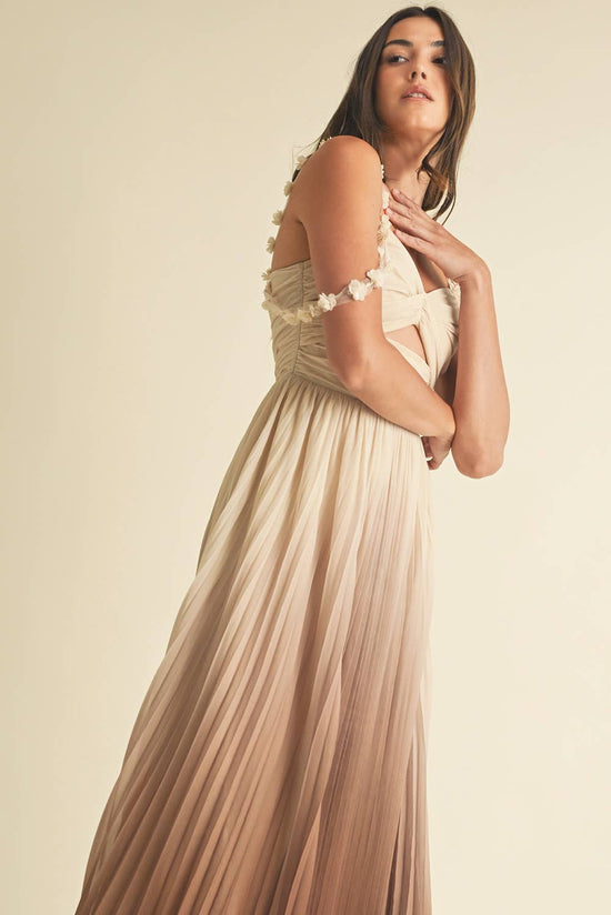 Ombre Pleated Maxi Dress