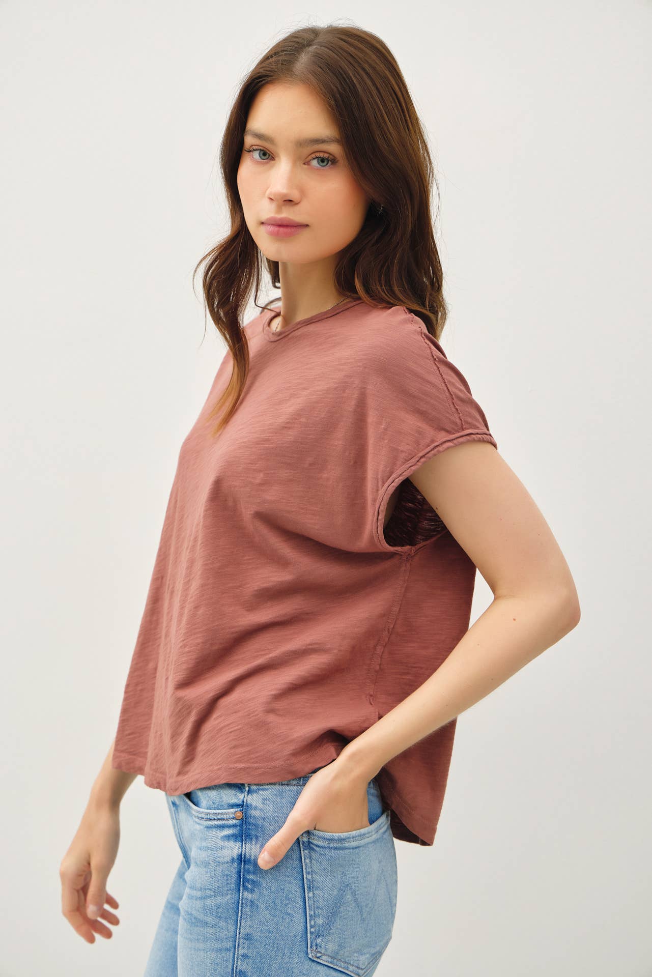 Exposed Seam Boxy Muscle Tee