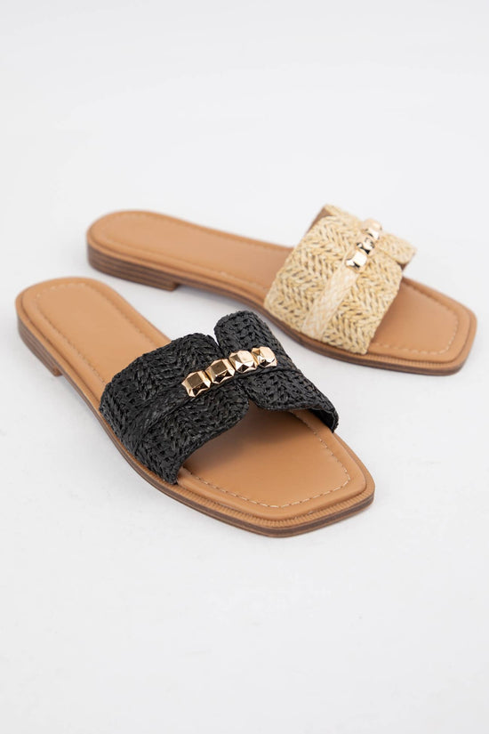 Braylon Embellished Raffia Sandal