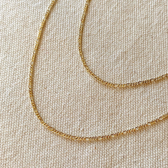 18k Gold Filled Thin Figaro Chain - HERS