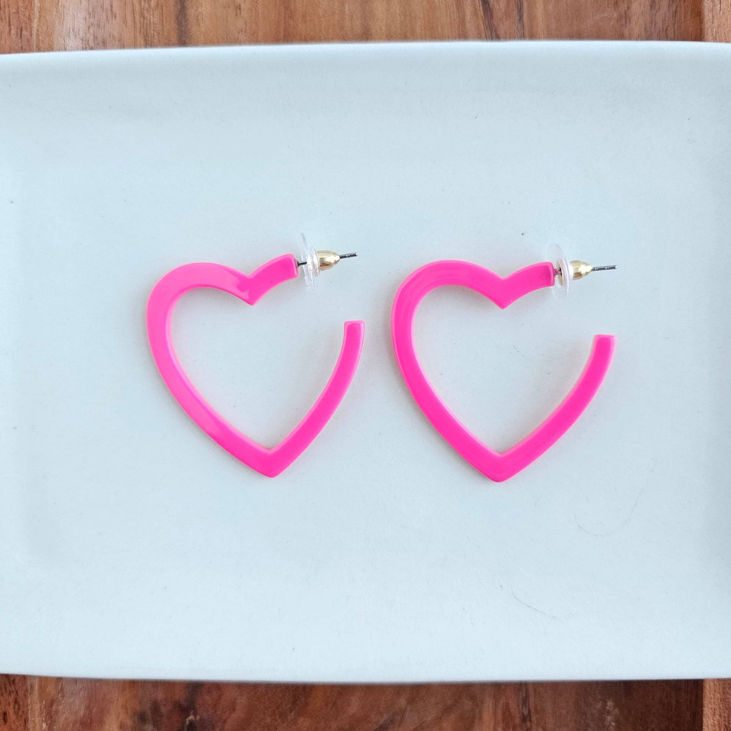 Heart Hoops - Ultra Pink // Valentine's Earrings