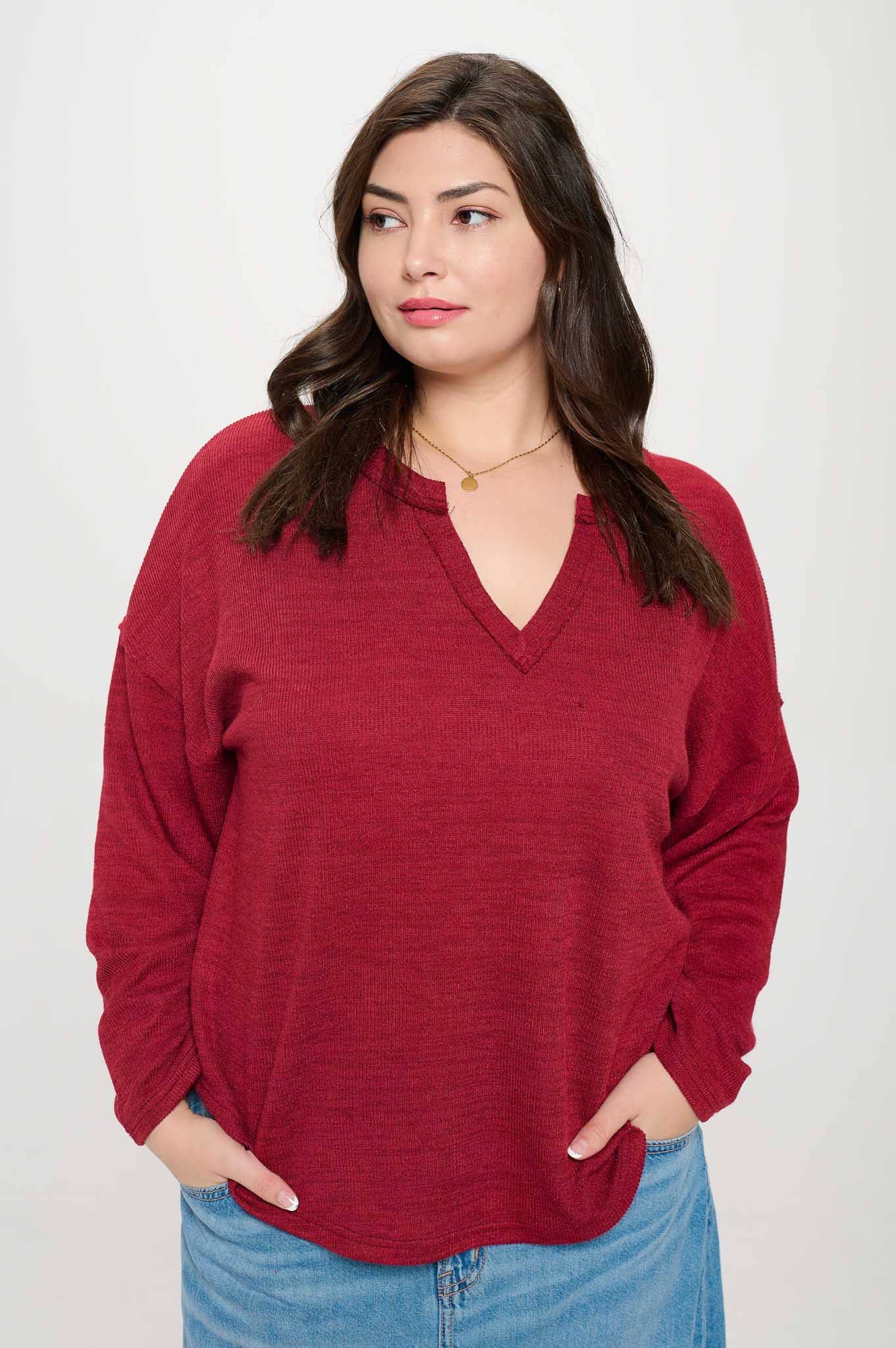 Everyday Notch Neck Curvy Top