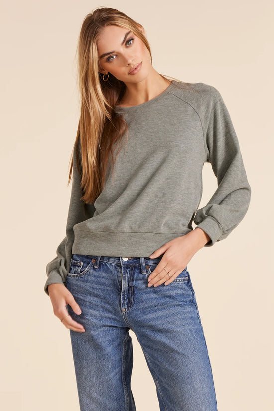 Bobi Pleated Sleeve Crewneck