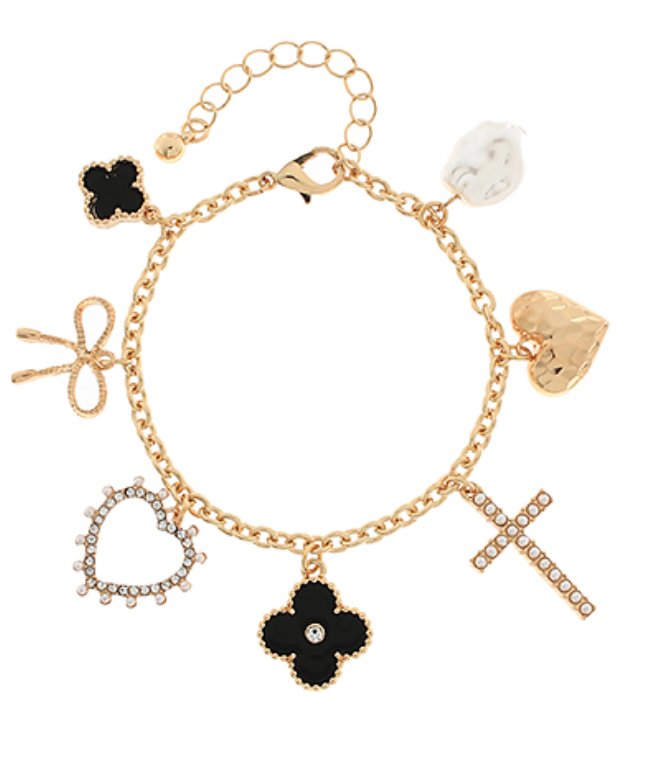 Clover & Multi Charm Bracelet