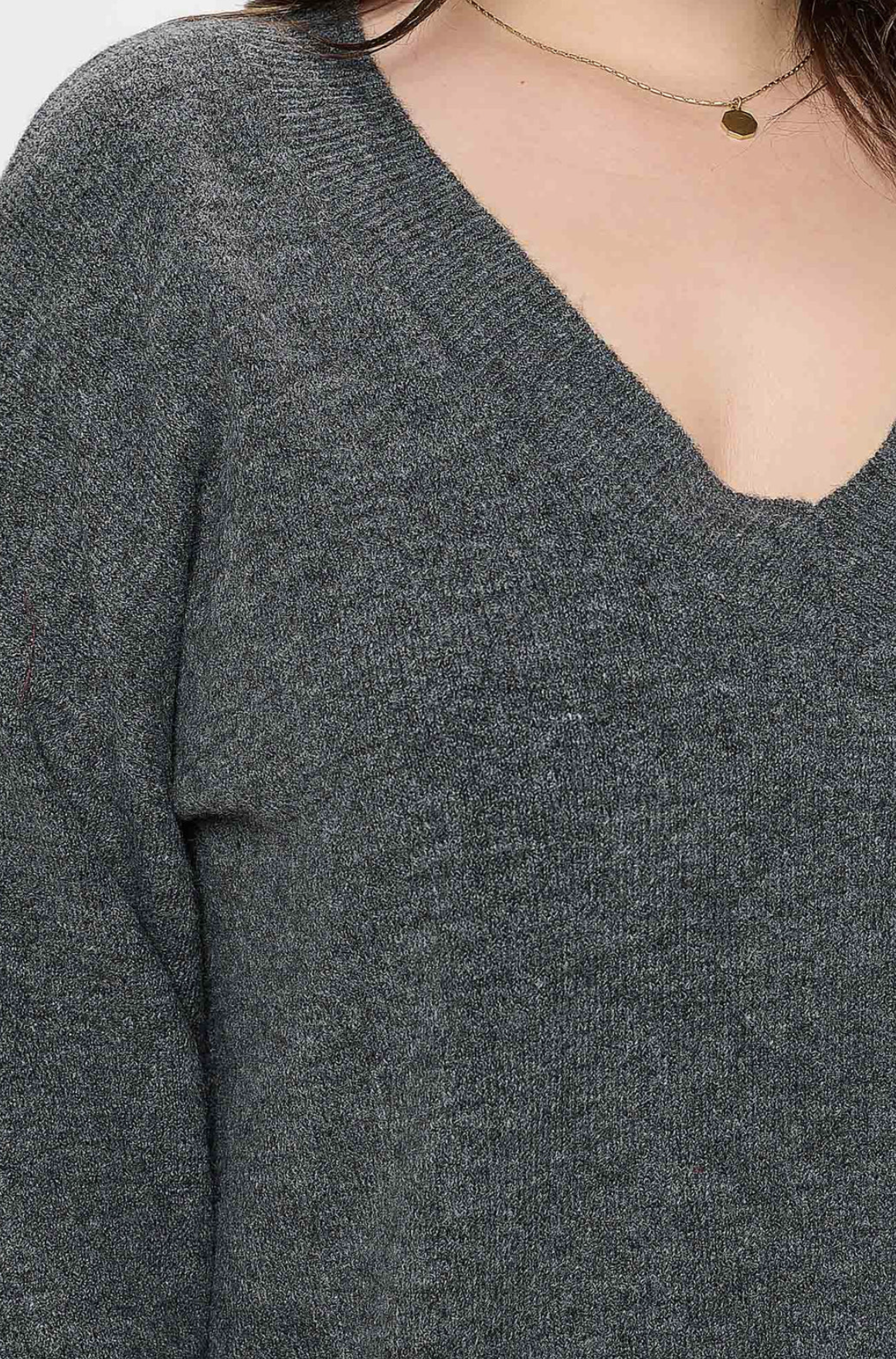 Curvy V Neck Knit Sweater