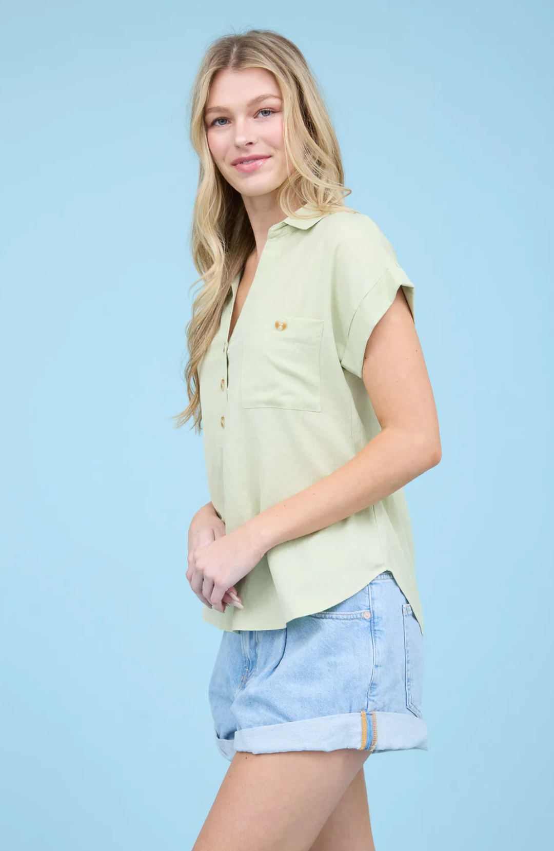 Snap & Go Button Down Top