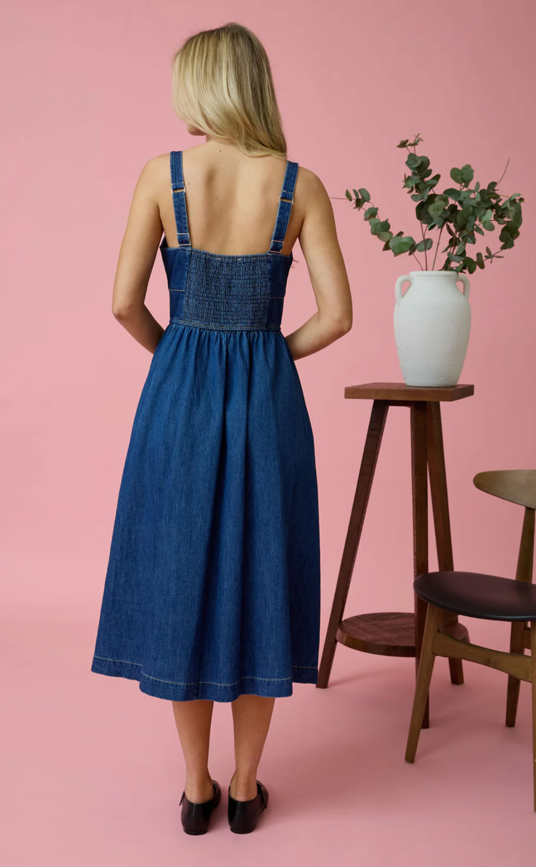 Lace-Up Denim Midi