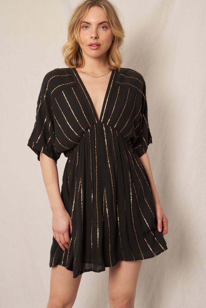 Sparkling Striped Kimono Mini Dress