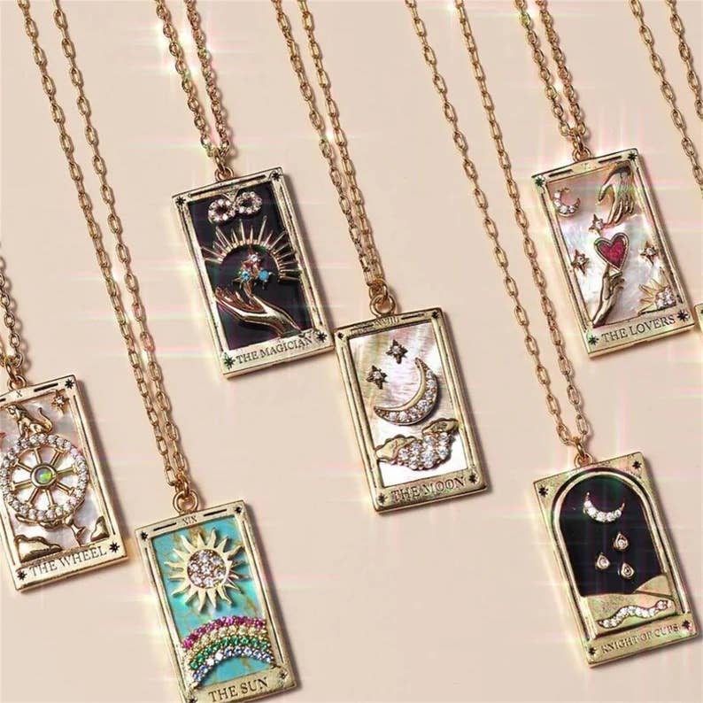 Tarot Card Necklace- Lovers 14K Gold stainless steel