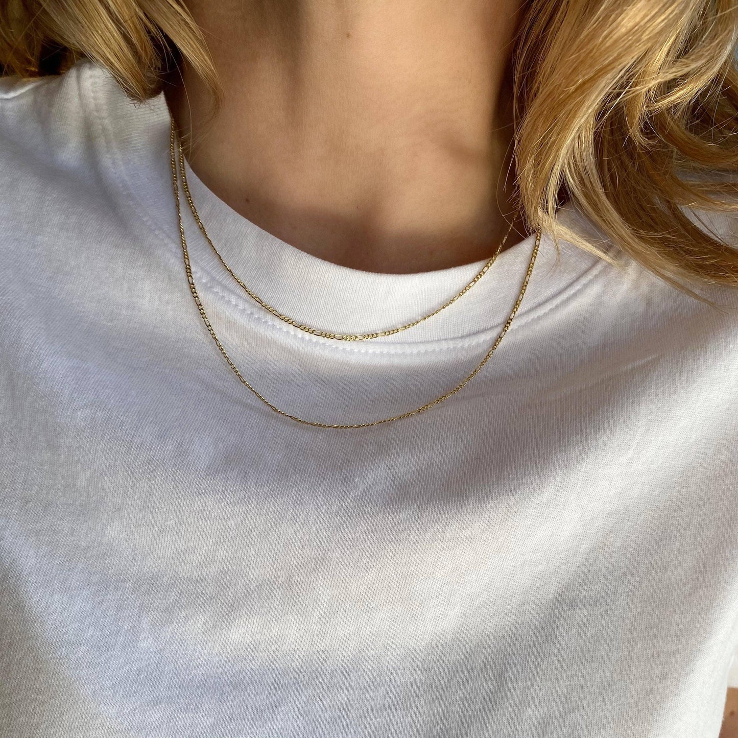 18k Gold Filled Thin Figaro Chain - HERS