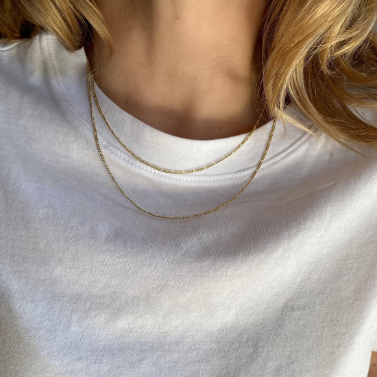 18k Gold Filled Thin Figaro Chain - HERS