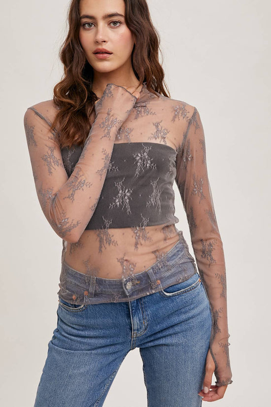 Floral Embroidery Lace  Layering Top