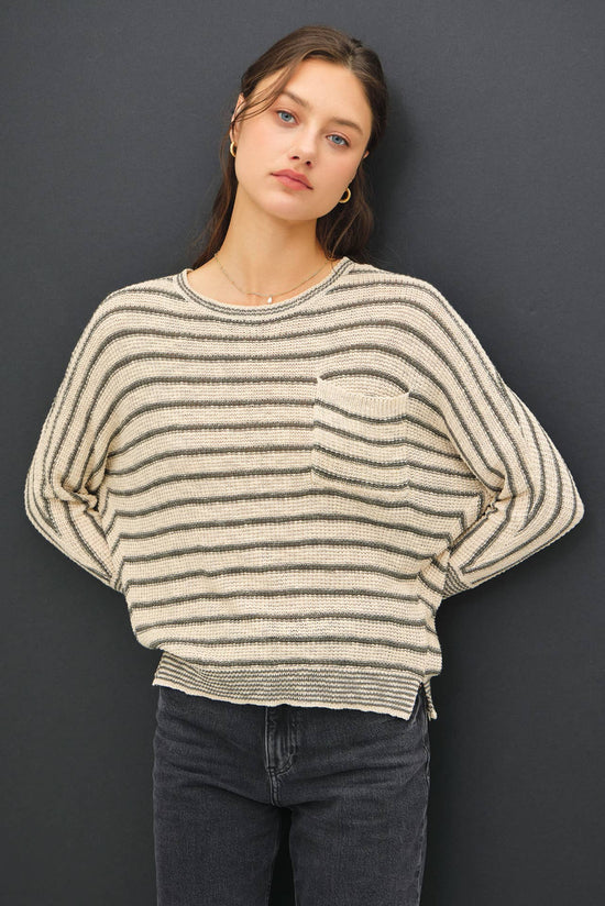 Striped Dolman Sleeve Sweater