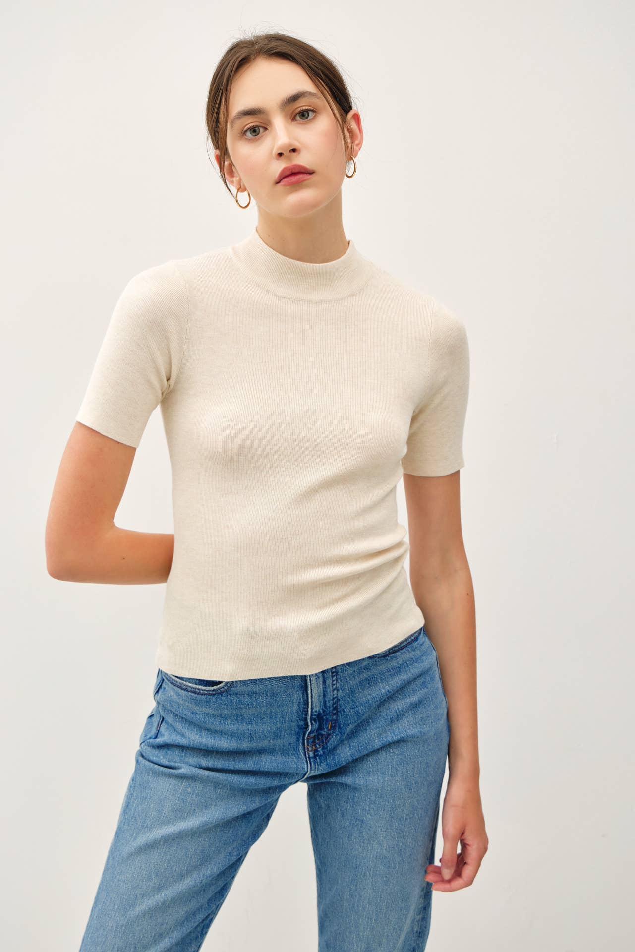 Ribbed Mock Neck Sweater