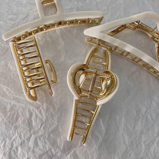Ivory Gold Metal Claw Clip - HERS