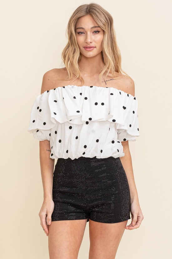 Dotted Elegance Ruffle Top