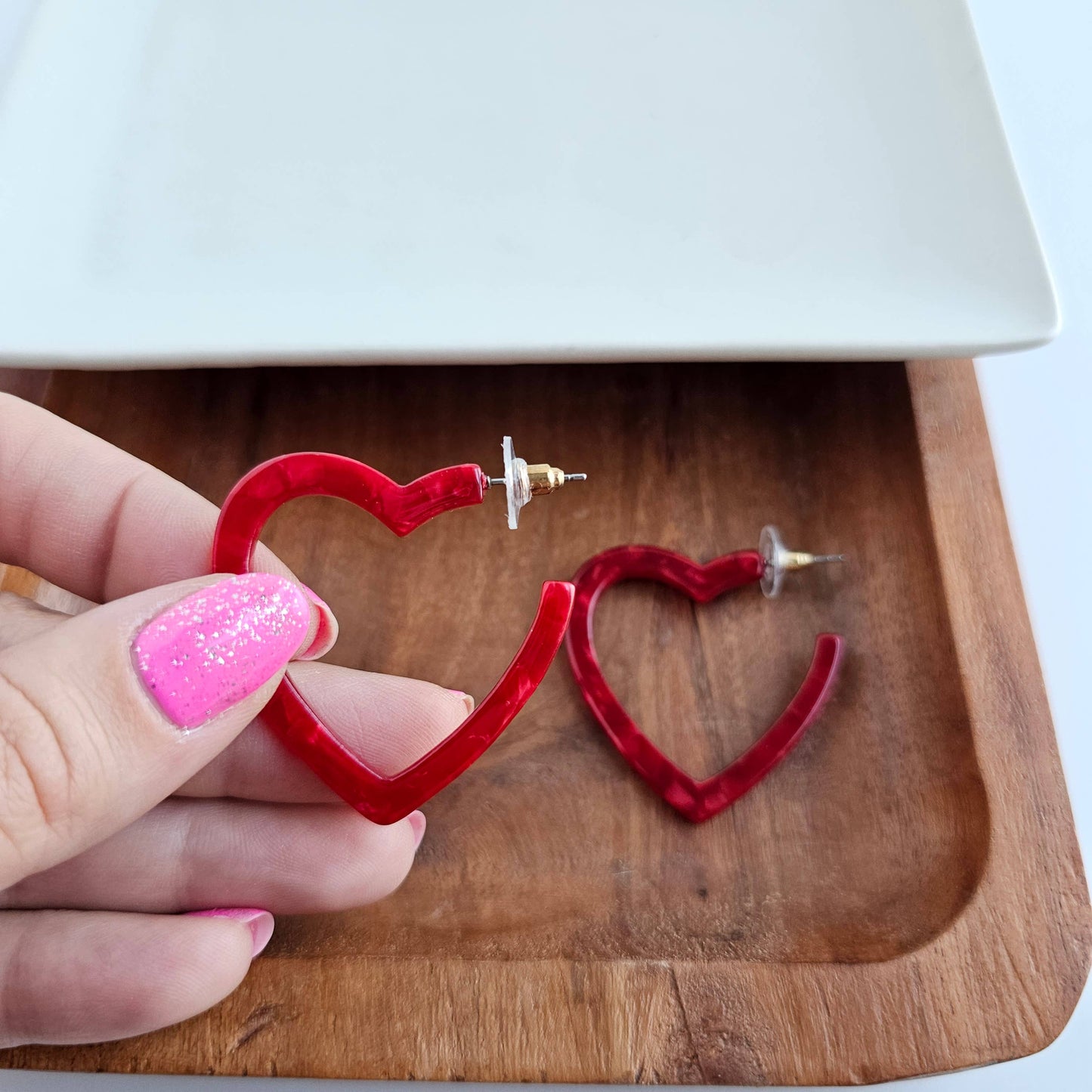 Heart Hoops- Red // Valentine's Earrings