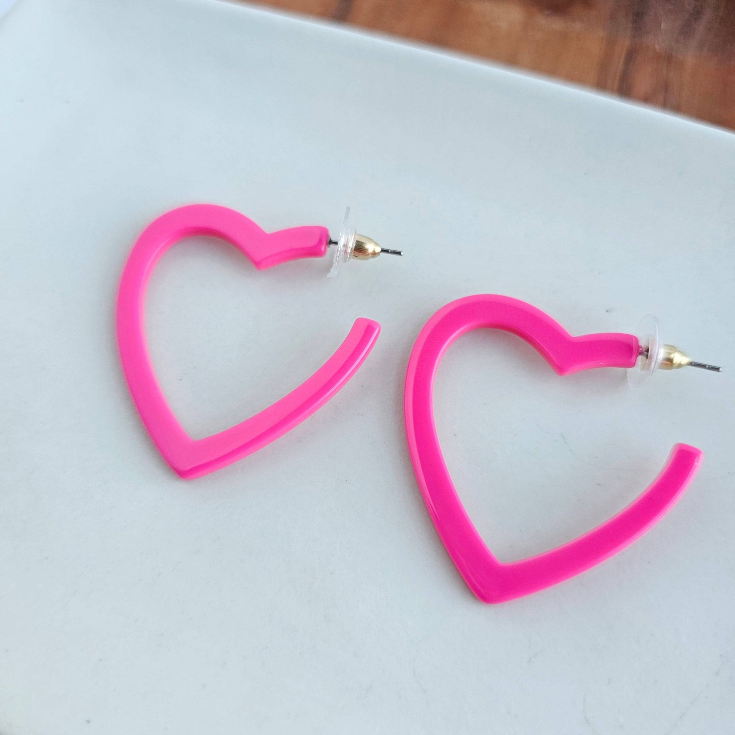 Heart Hoops - Ultra Pink // Valentine's Earrings