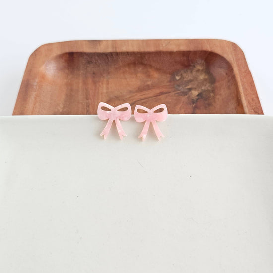 Bow Studs - Pink // Earrings, Gifts, Jewelry