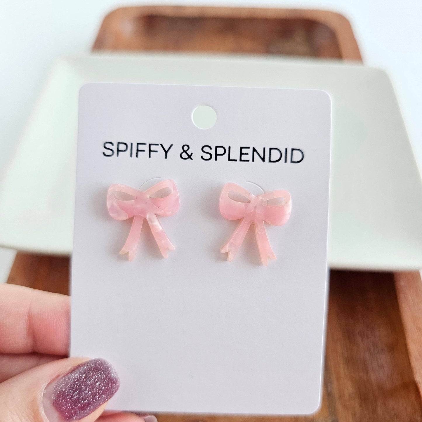 Bow Studs - Pink // Earrings, Gifts, Jewelry