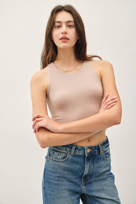 High Neck Cropped Tank