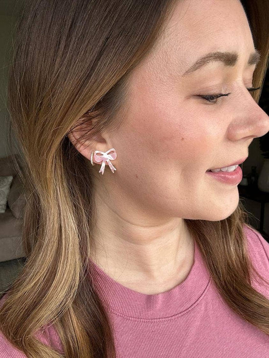 Bow Studs - Pink // Earrings, Gifts, Jewelry