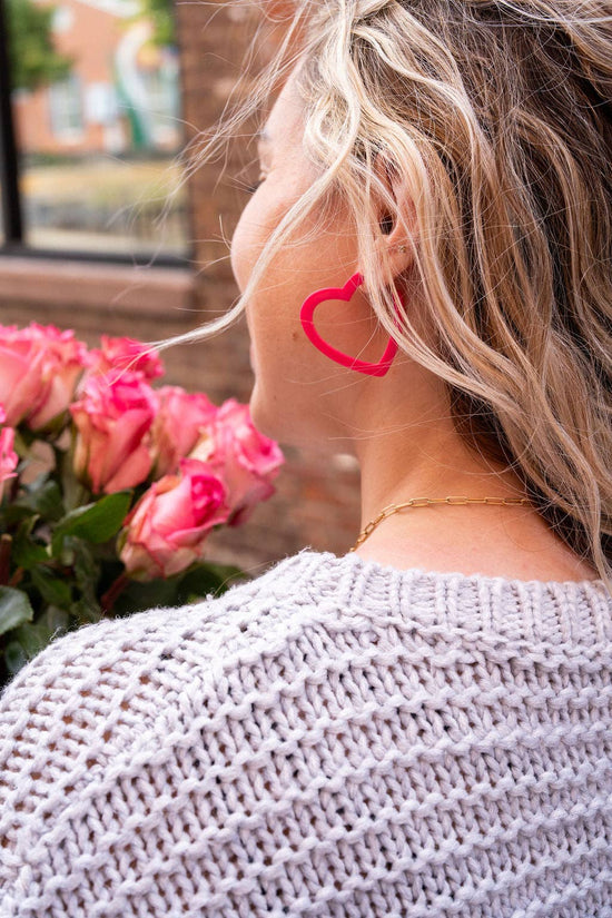 Heart Hoops - Ultra Pink // Valentine's Earrings