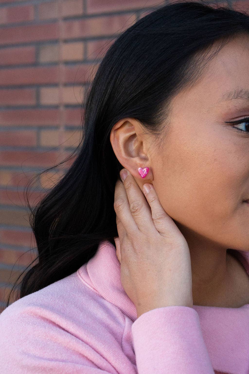 Heart Studs - Hot Pink // Valentine's Earrings