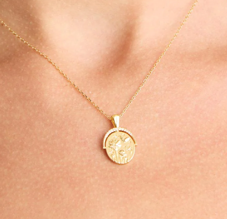 Cosmic Blessings Moon & Stars Necklace – 14K Gold Dipped