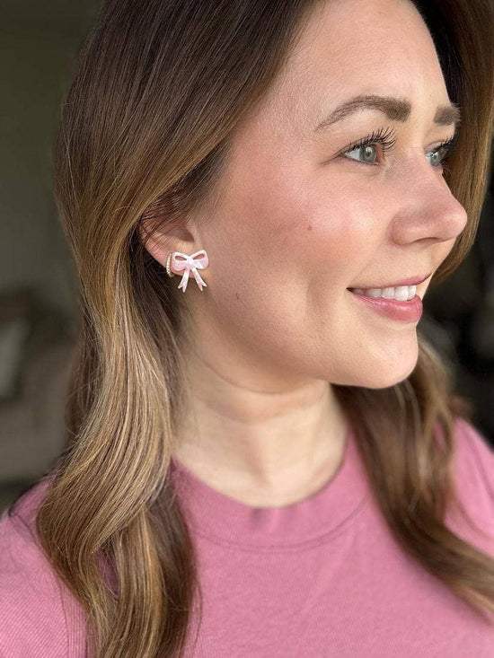 Bow Studs - Pink // Earrings, Gifts, Jewelry