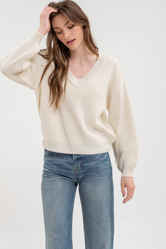 Exposed Seam V Sweater