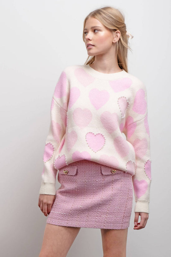 Sweetheart Pearl Knit Sweater