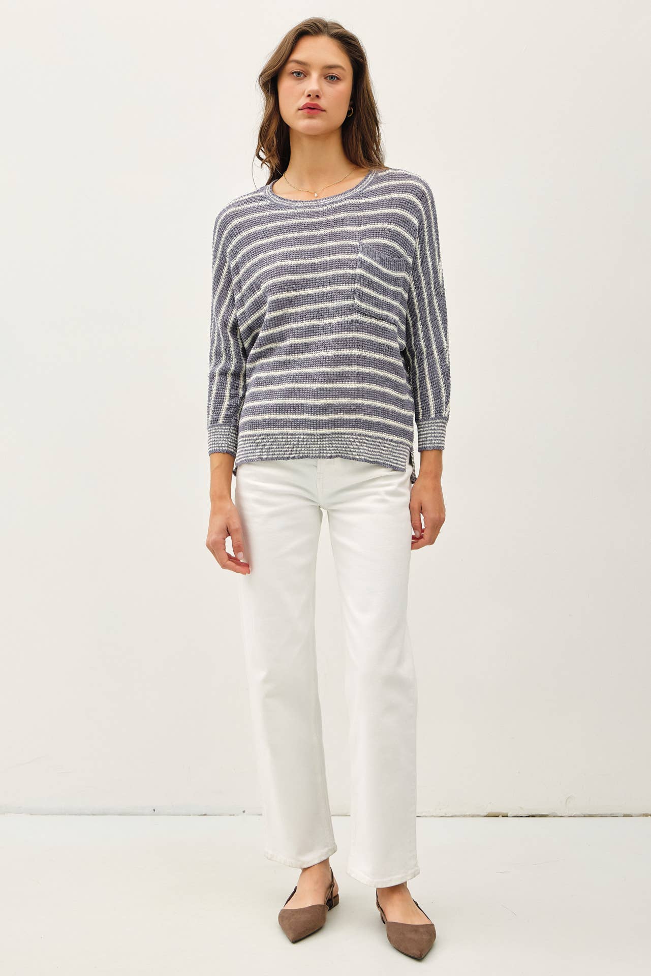 Striped Dolman Sleeve Sweater