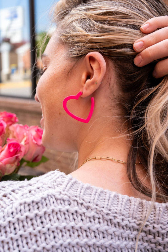 Heart Hoops - Ultra Pink // Valentine's Earrings