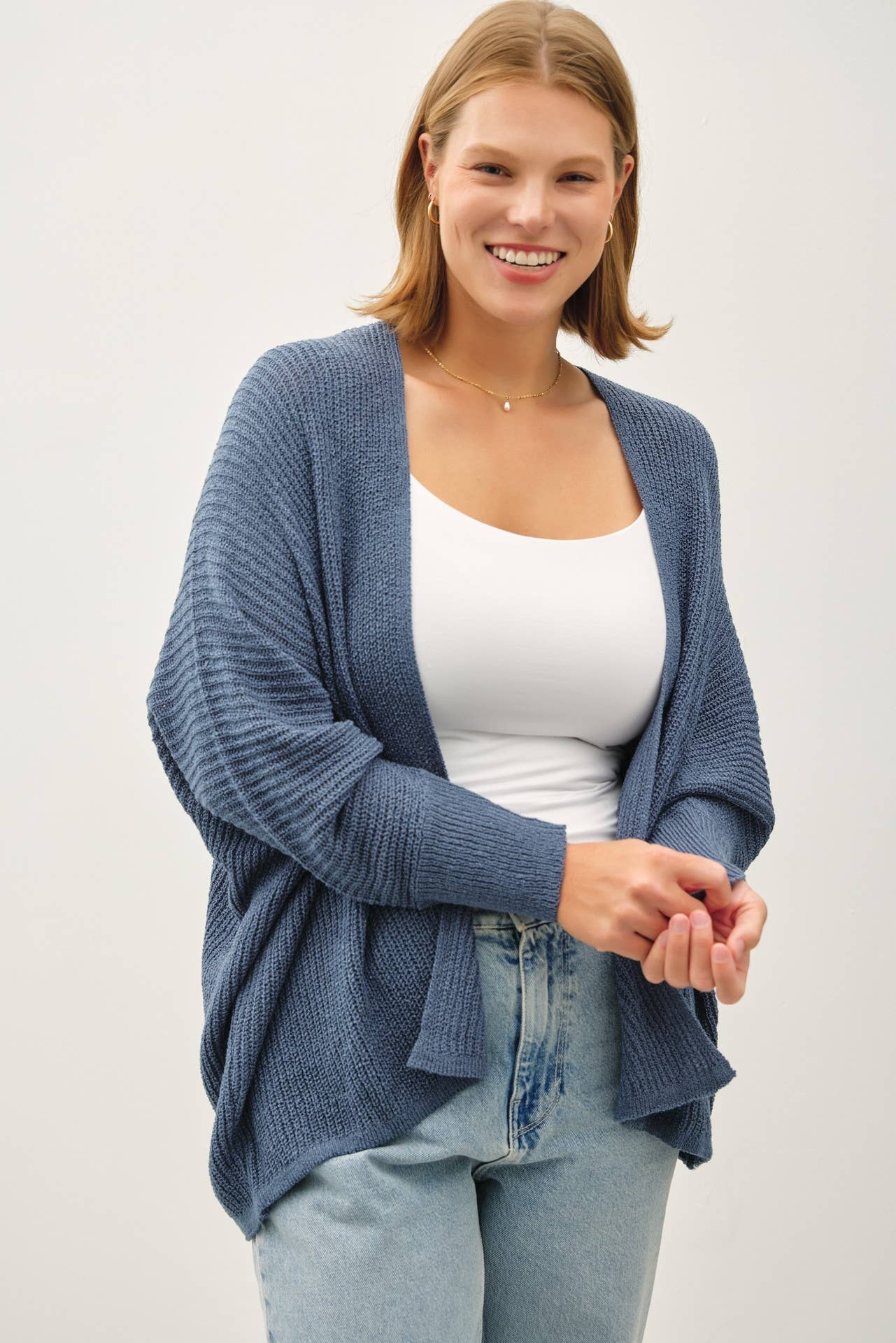 Curvy Dolman Sleeve Open Cardigan